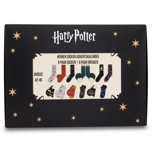 Preview: HARRY POTTER - HERREN Adventskalender 12 Paar Socken 42-46 ( 6 Paar Socken & 6 Paar Sneaker ) HOGWARTS HOUSE