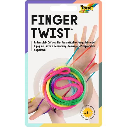 folia 33177 Finger Twist Fadenspiel, in trendiger Regenbogen Optik, ca. 160 cm lang