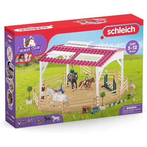 Schleich 42389 Reitschule mit Reiterinnen und Pferden, ab 5 Jahren, HORSE CLUB - Spielset, 40 Teile