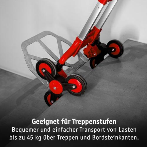 WALTER Stufen- & Treppentransportkarre - Leicht (3,90 kg), klappbar, mit 2 x 3 Sternrädern aus Kunststoff, inkl. Spanngummi, Ladekapazität 70kg, Alu-Guss Schaufel