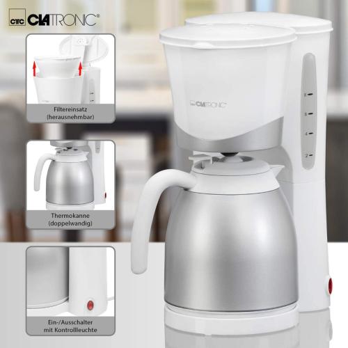 Clatronic Thermo-Kaffeeautomat KA3327 für 8-10 Tassen, Weiss