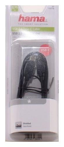 Hama USB 2.0 Daten Lade Type-C-Kabel (HighSpeed vergoldet 0,75 m) 