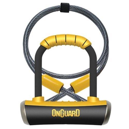 ONGUARD - 8008 Bügelschloss Pitbull Mini DT U-Lock 140 mm x 90 mm ,Ø 14 mm 5 x Schlüssel mit Code + Inkl. Schlaufenkabel 120cm Ø 10mm Level 85
