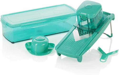 Genius Speed Slicer Medium | 6 Teile | Obst-& Gemüseschneider | Edelstahl, Türkis 