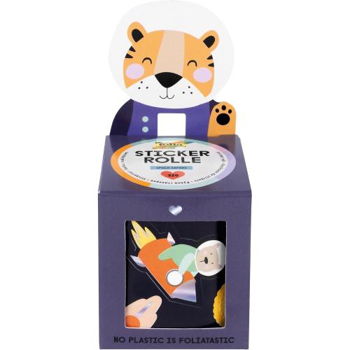 folia 27103 - Stickerrolle SPACE SAFARI, Sticker Set mit 320 Aufklebern, 4 m lang