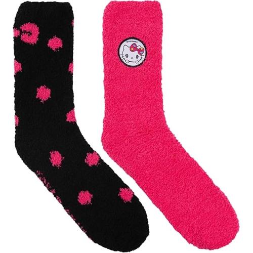 HELLO KITTY Kuschelsocken für Damen - Schwarz/Rosa (2er Pack) 35 - 38