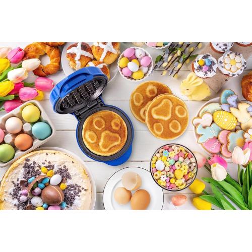 BESTRON Mini-Waffeleisen im einzigartigen Paw Patrol Design, inkl. Backampel, Waffelgröße: Ø 10cm, Farbe: BLAU