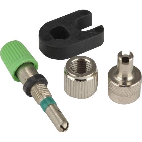 FISCHER Fahrrad Ventil-Set Universal mit Werkzeug 8tlg, schwarz/silber