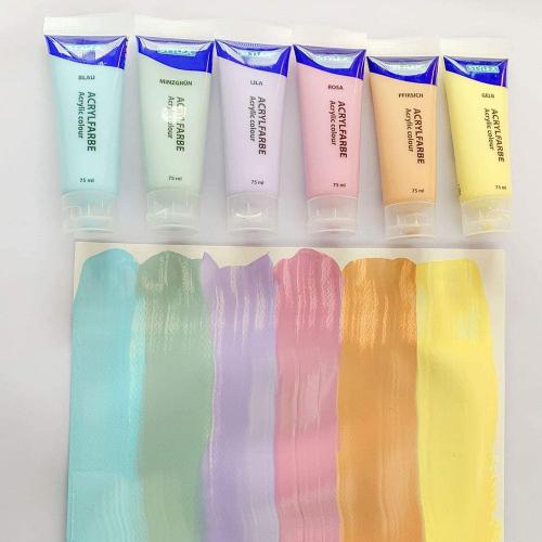 Stylex 28629 - Pastell Acrylfarben im Set, 6 Tuben á 75 ml