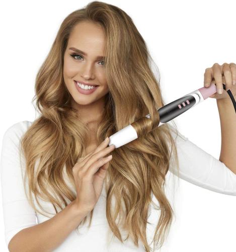 MAXXMEE Hairstyler Curl & Straight | 3in1 Hair Styler mit geschwungenen Stylingplatten |LED-Display [weiß/rosegold]