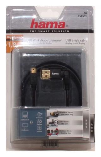 Hama Fullmotion USB Winkelkabel (A-Stecker-mini B Stecker), 1,80m  