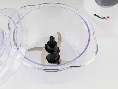 Korona 25001 Zerkleinerer mit Doppelmesser | Universal Zerkleinerer mit 4 Messern aus Edelstahl | 500 | Kunststoff | 1 Liter | weiß / grau