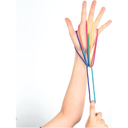 folia 33177 Finger Twist Fadenspiel, in trendiger Regenbogen Optik, ca. 160 cm lang