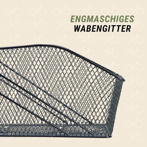 Preview: Prophete 7423 Fahrradkorb XXL, für Gepäckträger, inkl. Befestigungsmaterial, Feste Montage, max. 10 kg Tragkraft, 460 x 295 x 225 mm