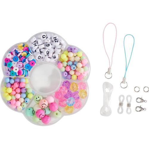 folia 32029 Phone Charms Set RAINBOW SMILE, Perlen Set mit Aufbewahrungsbox, 349-teilig