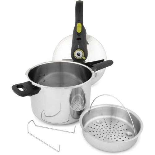 Tefal Secure 5 Schnellkochtopf P25307 | inklusive Dampfkorb mit Dreifuß | 6 L Fassungsvermögen | Hochwertiger Edelstahl | 5-Fach Sicherheitssystem | Geeignet für alle Herdarten