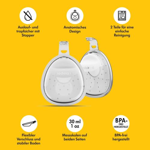 Preview: Medela InBra Milchauffangschalen, auslaufsicheres, tragbares Design mit flexiblem Verschluss, anatomischer Form, BPA-frei