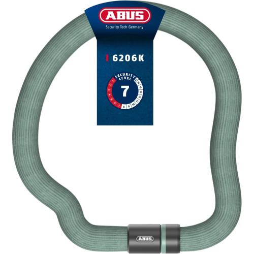 ABUS Kettenschloss Goose Lock – biegsames, klapperfreies Fahrradschloss aus gehärtetem Stahl – 6 mm stark – 110 cm lang – mit Schlüssel – Hellgrün