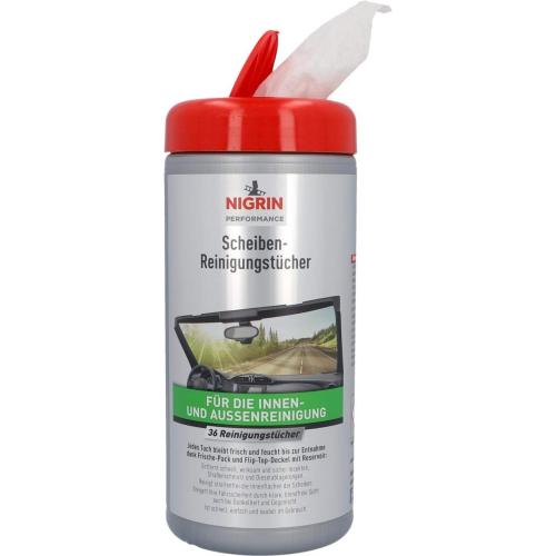NIGRIN Autoscheiben Reinigungstücher, Spenderbox Inhalt 36 Stück