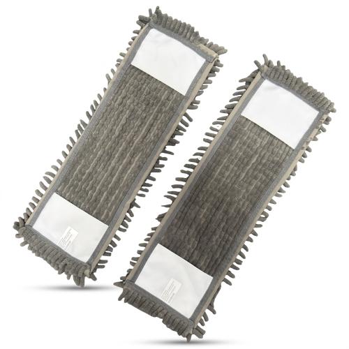 Preview: HOME IDEAS 2er Pack CHENILLE WISCHBEZUG für alle Böden - Grau UNIVERSAL 44 x 14 cm