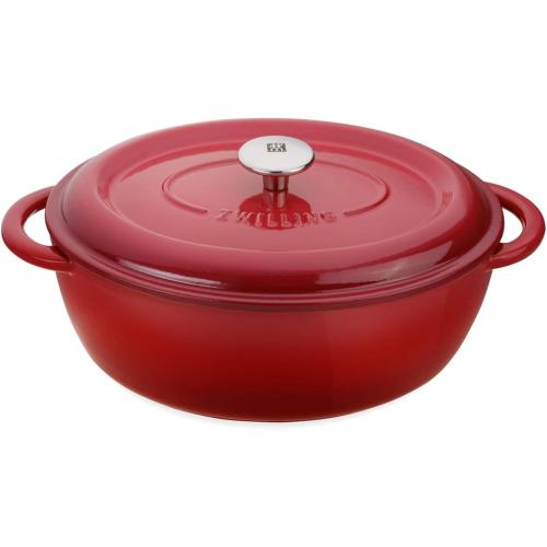 ZWILLING Cocotte 4,4L - Gusseisen Schmorpfanne mit Deckel - ROT