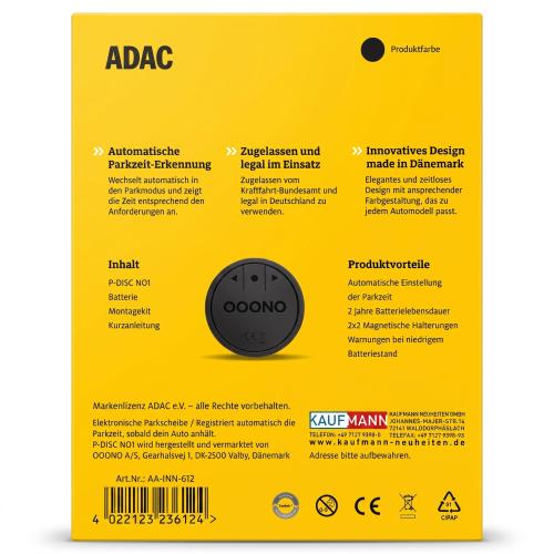 Preview: OOONO 10R-06 9426 - Elektronische Parkscheibe mit Zulassung fürs Auto SCHWARZ