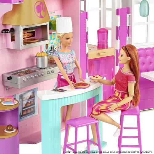 Barbie HGP59 - Cook'n Grill Restaurant Spielset, mit Köchin Puppe, Freundin und kleinem Mädchen