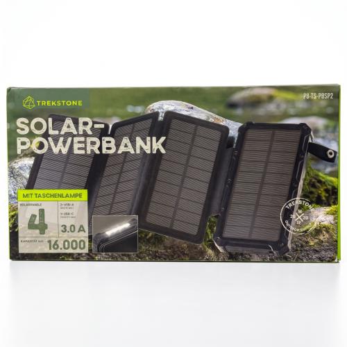 Trekstone SOLAR-POWERBANK 16.000 mAh 2x USB-A 1x USB-C  Schwarz 