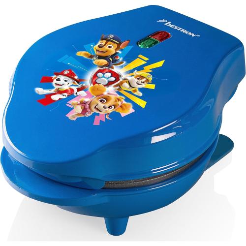 BESTRON Mini-Waffeleisen im einzigartigen Paw Patrol Design, inkl. Backampel, Waffelgröße: Ø 10cm, Farbe: BLAU