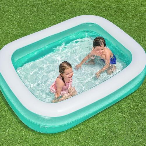 Preview: Bestway® 54005 - Planschbecken 201x150x51 cm türkis, eckig Family Pool