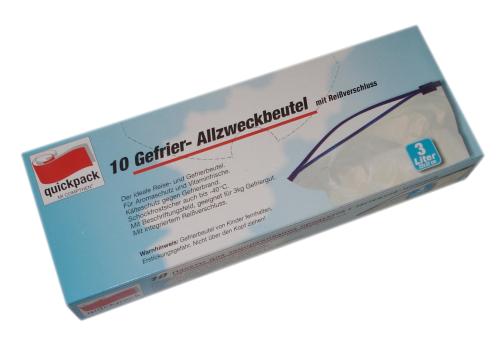 quickpack Gefrier-Allzweckbeutel mit Reißverschluss ( 10 Stück ) 3 Liter 