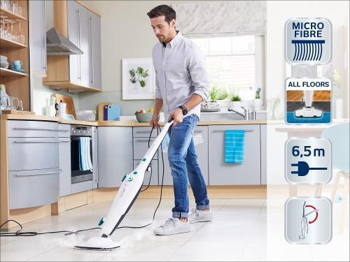 Leifheit Dampfreiniger CleanTenso mit heißem Wasserdampf gegen Bakterien Weiss