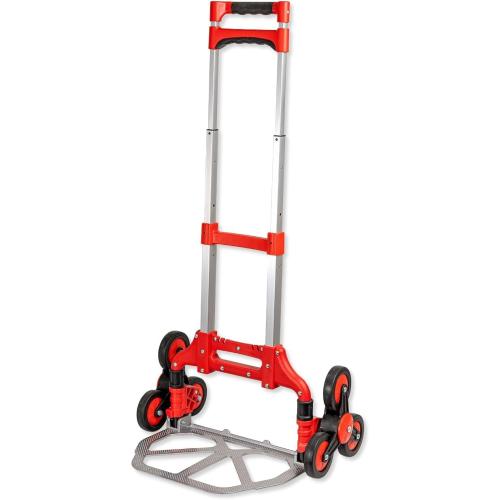 WALTER Stufen- & Treppentransportkarre - Leicht (3,90 kg), klappbar, mit 2 x 3 Sternrädern aus Kunststoff, inkl. Spanngummi, Ladekapazität 70kg, Alu-Guss Schaufel