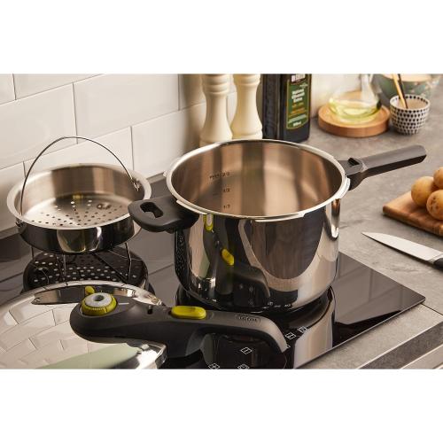 Tefal Secure 5 Schnellkochtopf P25307 | inklusive Dampfkorb mit Dreifuß | 6 L Fassungsvermögen | Hochwertiger Edelstahl | 5-Fach Sicherheitssystem | Geeignet für alle Herdarten