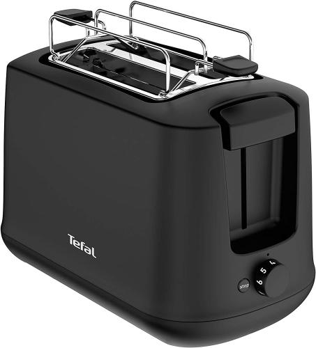 Tefal TT165N Principio Select Toaster (850 Watt, 7 Bräunungsstufen, Krümelschublade, Hebe-Funktion, Brötchenaufsatz) schwarz