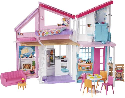 Barbie FXG57 - Malibu Haus Puppenhaus 60 cm breit mit +25 Zubehörteile, Puppen Spielzeug ab 3 Jahren, Mehrfarbig