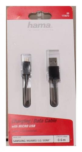 Hama Lade-Sync-Kabel, Micro-USB, 0,6 m, Schwarz 