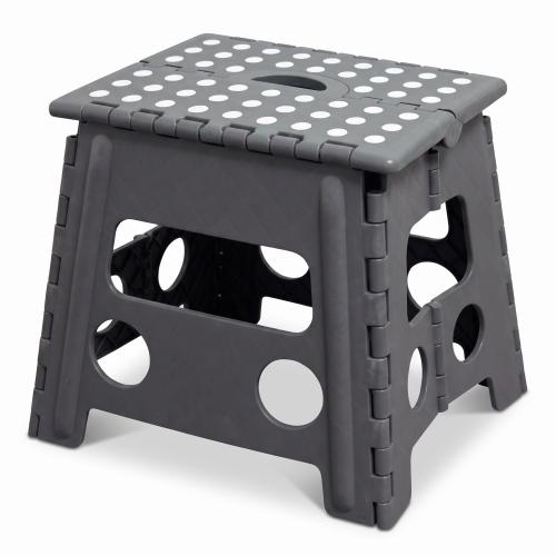 Preview: KESPER Stabiler Klapptritt Sitzhocker faltbar, grau, 36,5 x 30/32,5 cm