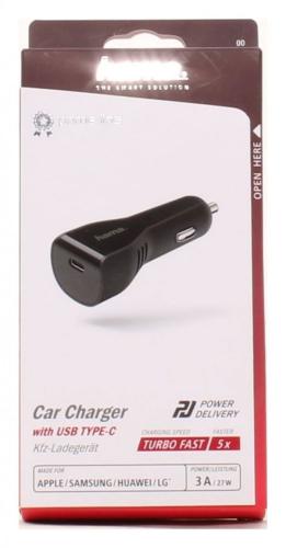 Hama Kfz-Ladegert, USB Type-C-Port, Power Delivery (PD), 3A, Schwarz  