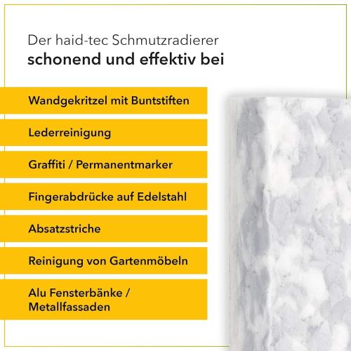 Preview: haid-tec Melamin Schmutzradierer 6 Stück, Radierschwamm mit Scheuervlies 11,5 cm lang 6,2 cm breit 3 cm dick