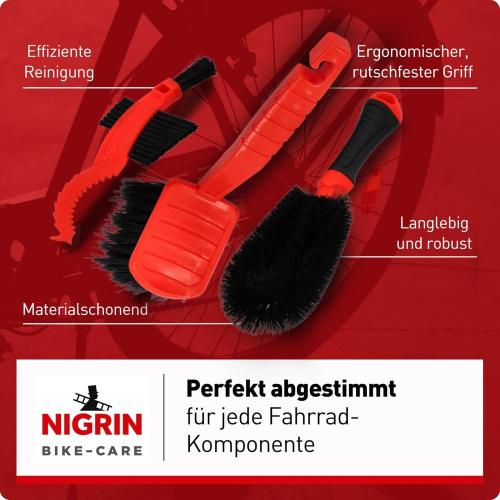 Nigrin Bürstenset Bike Care zur Fahrradpflege 3-teilig 