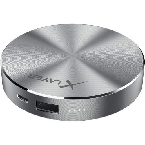 XLayer Powerbank PLUS Fashion 6.000mAh, Externer Akku für Smartphone und Tablet - Farbe GRAU