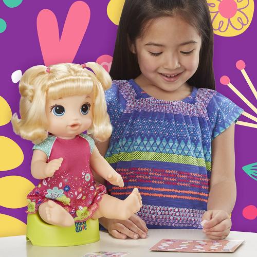 Baby Alive - Töpfchentanz (Blondhaarig), Funktionspuppe - kann sprechen, tanzen und auf das Töpfchen gehen