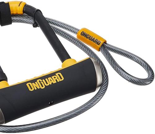ONGUARD - 8008 Bügelschloss Pitbull Mini DT U-Lock 140 mm x 90 mm ,Ø 14 mm 5 x Schlüssel mit Code + Inkl. Schlaufenkabel 120cm Ø 10mm Level 85