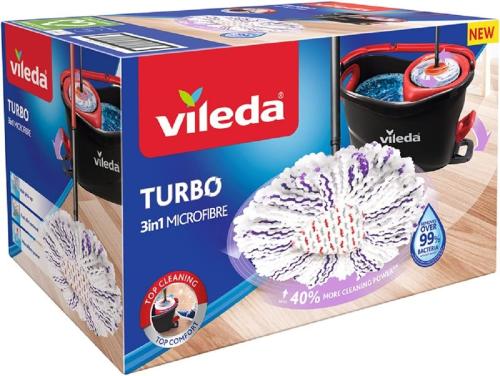 Vileda Turbo 3in1 Mikrofaser Wischmopp Komplett Set - Bodenwischer mit Teleskopstiel