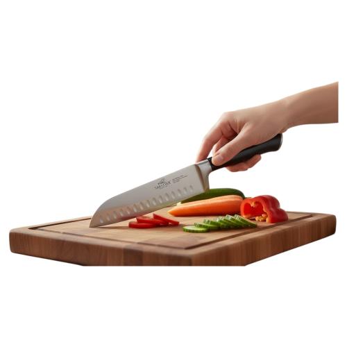 Preview: SABATIER Couteau - Santokumesser Klassisch -  Klingenlänge: 17,7 cm  Edelstahl/schwarz