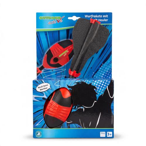 Wurfrakete mit Heuler, Länge 32 cm -  Schwarz / Rot