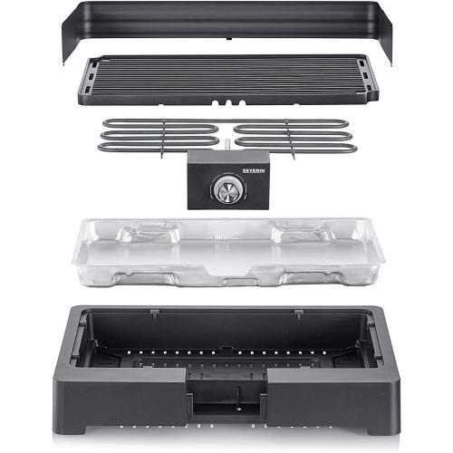 SEVERIN Tischgrill mit Aluminium-Grillplatte, Schwarz, PG 8562
