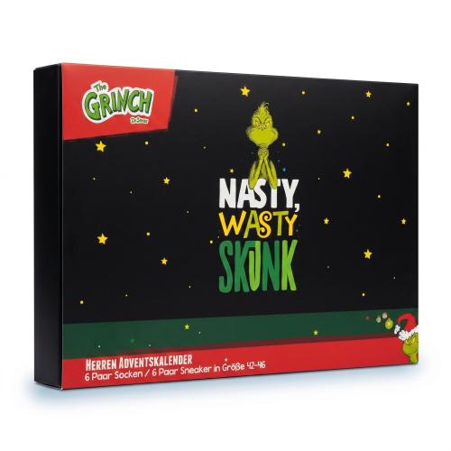 The GRINCH - HERREN Adventskalender 12 Paar Socken 42-46 ( 6 Paar Socken & 6 Paar Sneaker ) Style - SCHWARZ
