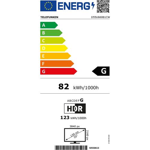 Telefunken D50U551N1CW 50 Zoll Fernseher (4K Ultra HD, HDR, Triple Tuner, Smart TV, Works with Alexa, HD+)
